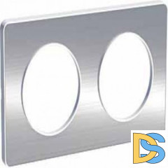 Рамка 2-ая (двойная), Полированный алюминий/Белый (металл), серия Odace, Schneider Electric