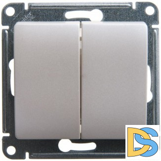 Выключатель 2-клавишный, Перламутр, серия Glossa, Schneider Electric