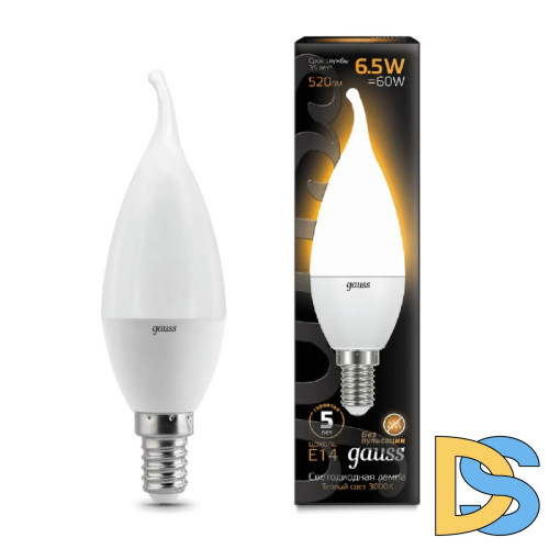 Лампа светодиодная Gauss E14 6.5W 3000K матовая 104101107