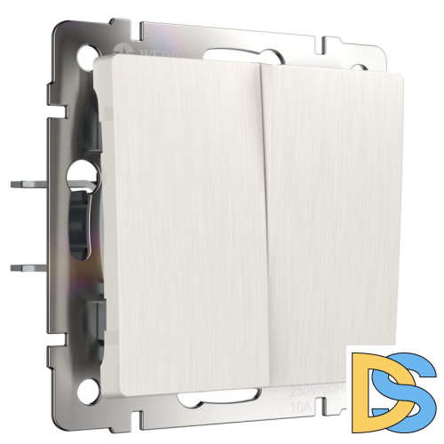 Выключатель двухклавишный проходной Werkel перламутровый рифленый W1122013 4690389160950