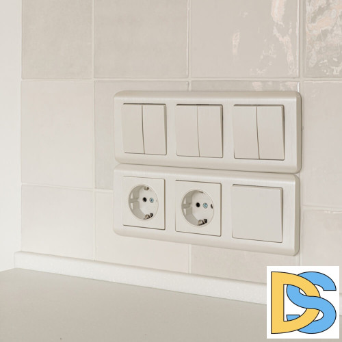 Выключатель двухклавишный проходной Werkel перламутровый рифленый W1122013 4690389160950