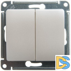Выключатель 2-клавишный проходной (с двух мест), Перламутр, серия Glossa, Schneider Electric