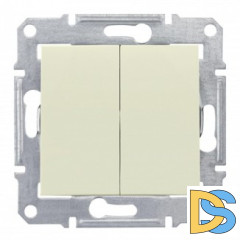 Выключатель 2-клавишный проходной (с двух мест), Бежевый, серия Sedna, Schneider Electric