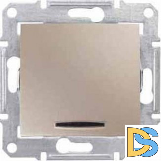 Выключатель 1-клавишный ,проходной с подсветкой (с двух мест) 16А, Титан, серия Sedna, Schneider Electric