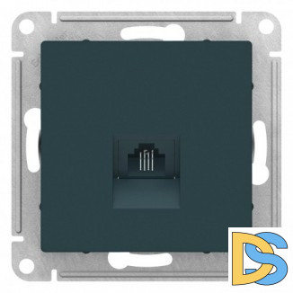 Розетка телефонная 1-ая 4 контакта, RJ-11, Изумруд, серия Atlas Design, Schneider Electric