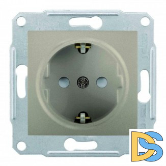 Розетка 1-ая электрическая, с заземлением и защитными шторками, Титан, серия Sedna, Schneider Electric