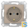 Розетка 1-ая электрическая, с заземлением и защитными шторками, Титан, серия Sedna, Schneider Electric