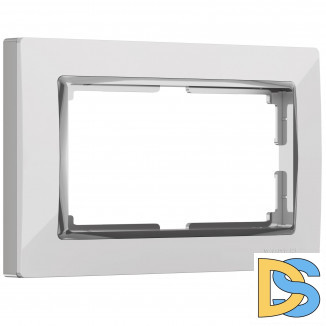 Рамка для двойной розетки (белый/хром) W0081901