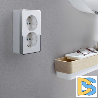 Розетка двойная с заземлением Gallant (белая) W5072101