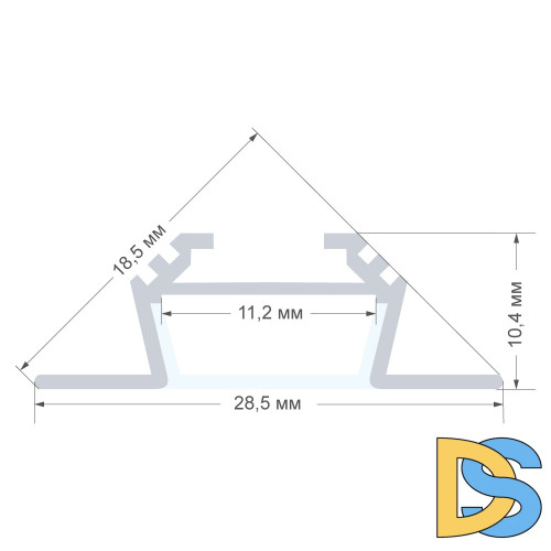 Профиль угловой накладной Apeyron ширина ленты до 10мм (рассеиватель, заглушки - 2шт) 08-07