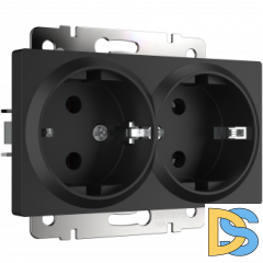 Розетка двойная с заземлением (черный матовый) W1172008