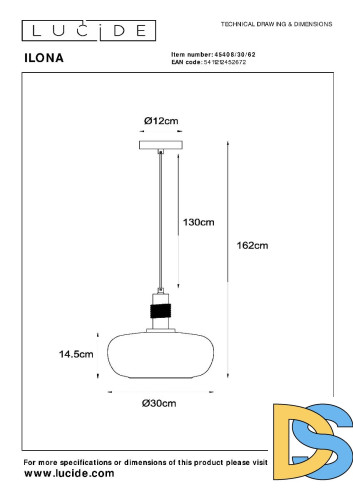 Подвесной светильник Lucide Ilona 45408/30/62