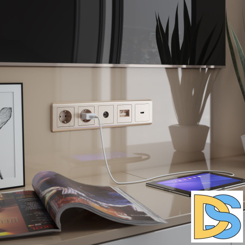 Накладка для двойной розетки Еthernet RJ-45 Werkel (шампань рифленый) W1191110