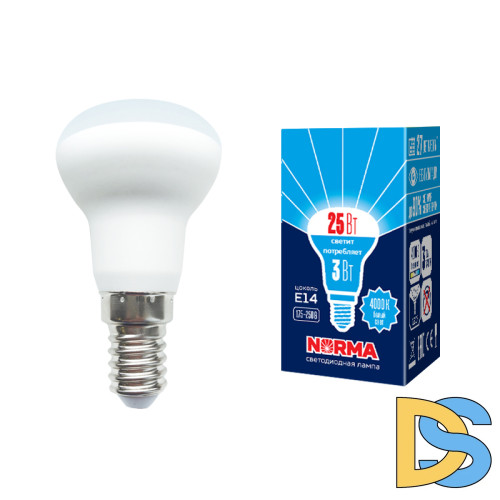 Лампа светодиодная Volpe Norma LED-R39-3W/4000K/E14/FR/NR картон UL-00005626