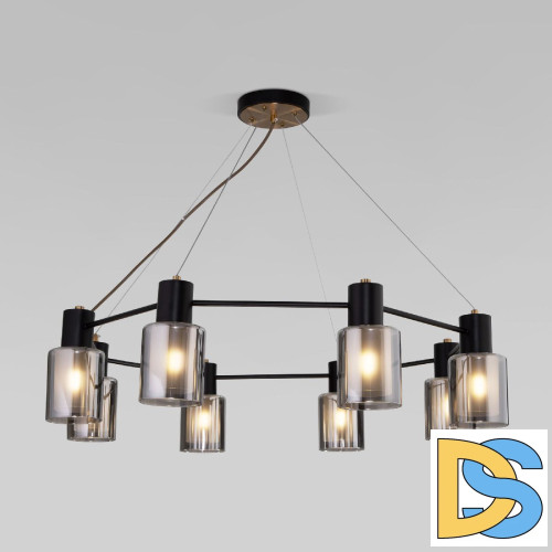 Подвесная люстра Eurosvet Notion 70219/8 черный/античная бронза a065300