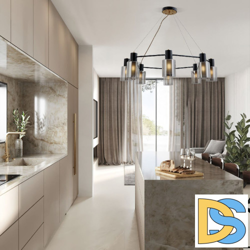 Подвесная люстра Eurosvet Notion 70219/8 черный/античная бронза a065300