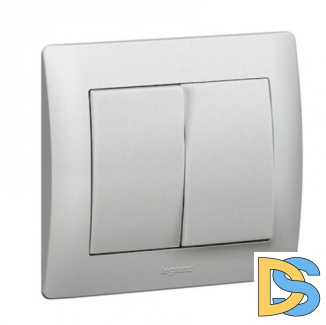 Переключатель 2кл проходной Legrand Galea Life - алюминий