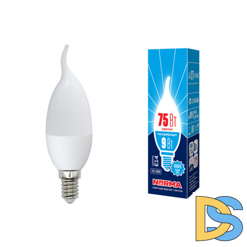 Лампа светодиодная (UL-00003808) Volpe E14 9W 4000K матовая LED-CW37-9W/NW/E14/FR/NR