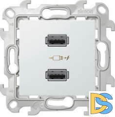 Розетка USB 2-ая 2100 мА (для подзарядки), цвет Белый,Simon 24