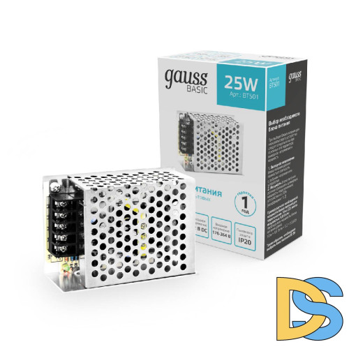Блок питания Gauss Basic 25Вт DC12 IP20 BT501