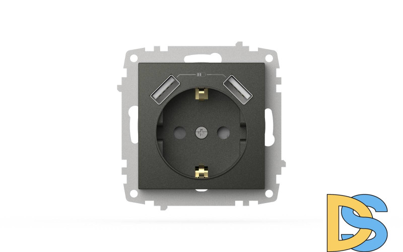 Розетка с заземлением и защитой от детей + два входа USB для заряда устройства ELBI Zena Vega 609-011100-317