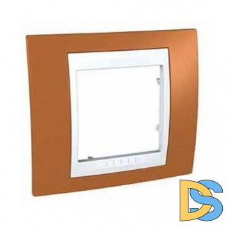 Рамка 1-ая (одинарная), Оранжевый/Белый, серия Unica, Schneider Electric