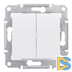 Выключатель 2-клавишный проходной (с двух мест), Белый, серия Sedna, Schneider Electric