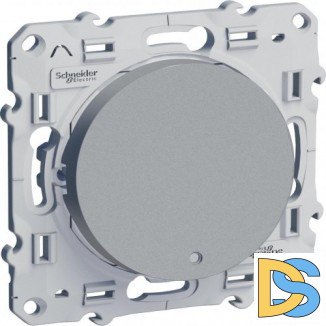 Выключатель 1-клавишный ,проходной с подсветкой (с двух мест), Алюминий, серия Odace, Schneider Electric