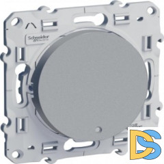Выключатель 1-клавишный ,проходной с подсветкой (с двух мест), Алюминий, серия Odace, Schneider Electric