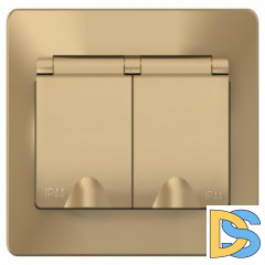 Розетка 1-ая электрическая, с заземлением, крышкой IР44, влагозащищенная, Титан, серия B