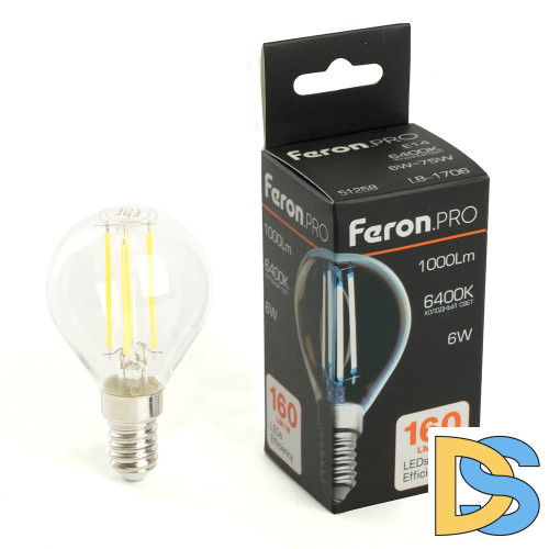 Лампа светодиодная Feron LB-1706 E14 6W 6400K 51258