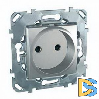 Розетка 1-ая электрическая без заземления с защитными шторками, Алюминий, серия UNICA TOP/CLASS, Schneider Electric