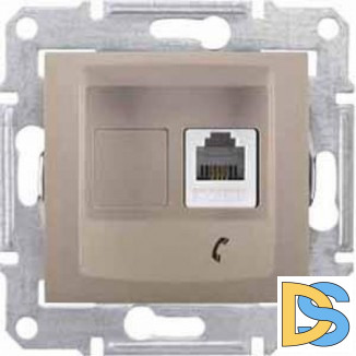 Розетка телефонная 1-ая 4 контакта, RJ-11, Титан, серия Sedna, Schneider Electric