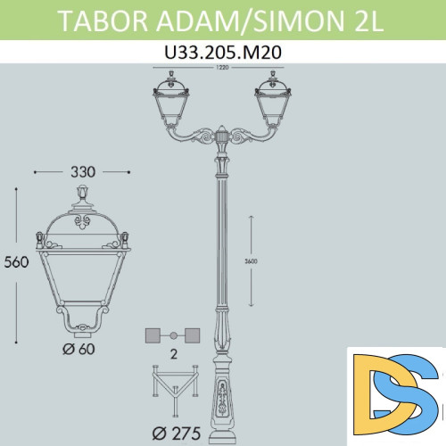 Садовый светильник Fumagalli U33.205.M20.AXH27