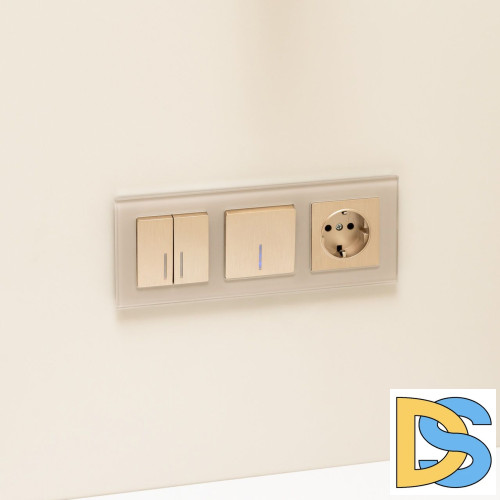 Выключатель двухклавишный Werkel с подсветкой (шампань рифленый) W1120110