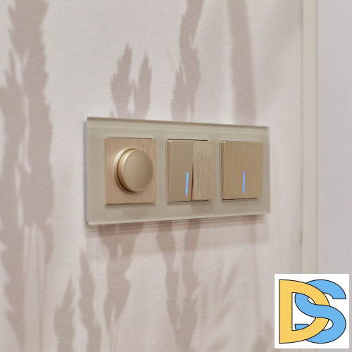 Выключатель двухклавишный Werkel с подсветкой (шампань рифленый) W1120110