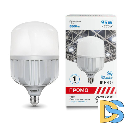 Лампа светодиодная Gauss E40 95W 6500K матовая 60430