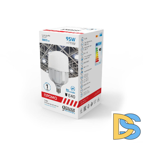 Лампа светодиодная Gauss E40 95W 6500K матовая 60430