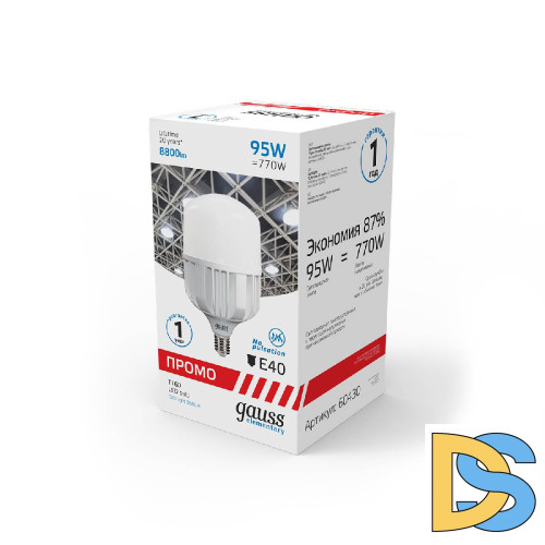 Лампа светодиодная Gauss E40 95W 6500K матовая 60430