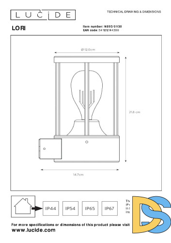 Уличный настенный светильник Lucide Lori 14893/01/30