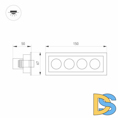 Встраиваемый светодиодный светильник Arlight MS-Orient-Built-Turn-TC-S67x150-10W Day4000 032229