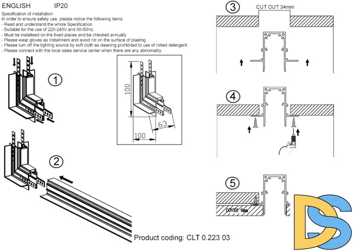 Внешний угловой соединитель угловой для магнитного встраиваемого шинопровода Crystal Lux Space CLT 0.223 03 WH