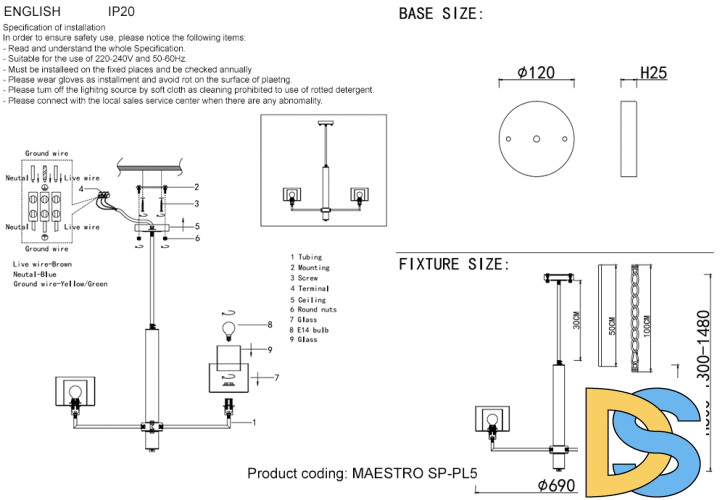 Люстра на штанге Crystal Lux MAESTRO SP-PL5 CHROME