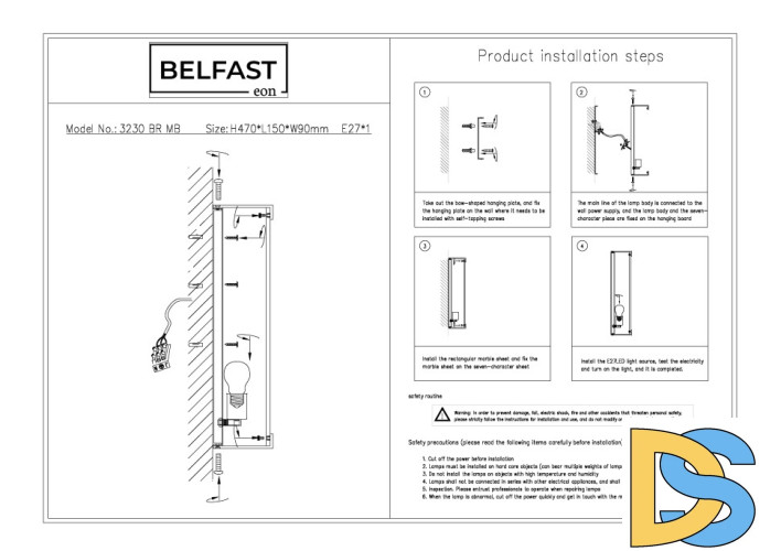Настенный светильник Belfast Ravenhill 3230 BR MB