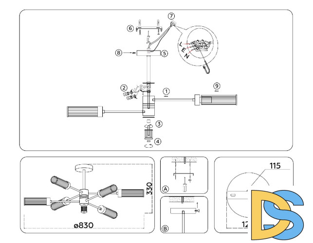 Люстра на штанге Ambrella Light High Light Modern LH55161