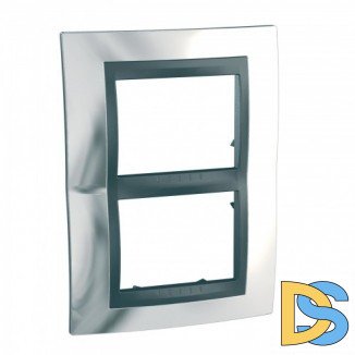 Рамка 2-ая (двойная) вертикальная, Хром/Алюминий (металл), серия UNICA TOP/CLASS, Schneider Electric