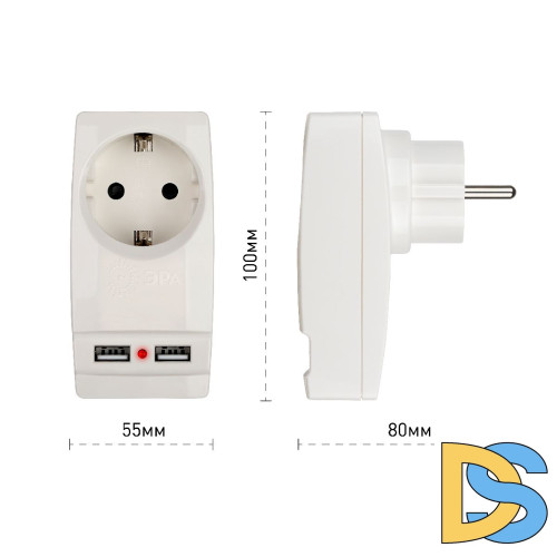 Разветвитель электрический Эра SP-1e-USB-W Б0026332