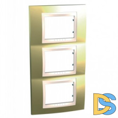 Рамка 3-ая (тройная) вертикальная, Золото/Бежевый (пластик), серия Unica Хамелеон, Schneider Electric