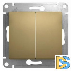 Выключатель 2-клавишный, Титан, серия Glossa, Schneider Electric