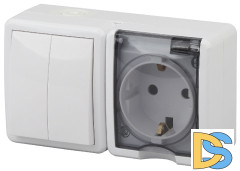 Блок розетка+выключатель двойной Эра 11-7402-01 Б0020735